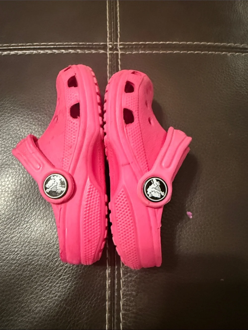 CROCS Kids Hot Pink Foam Clogs with Heel Strap